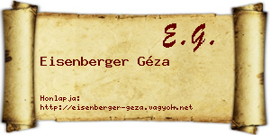 Eisenberger Géza névjegykártya